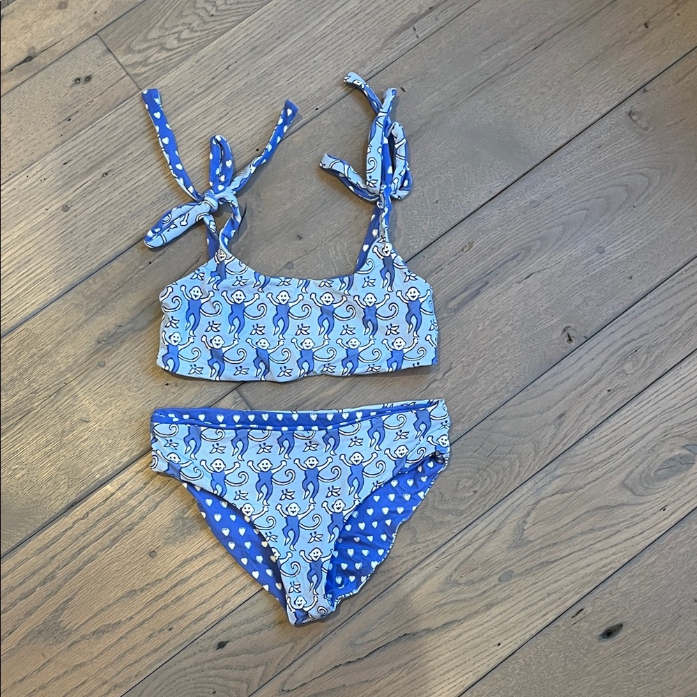 Kids Reversible blue roller rabbit bikini